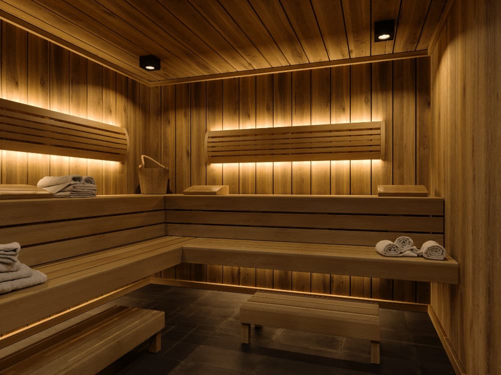 le sauna du programme neuf Blanc d'Azur